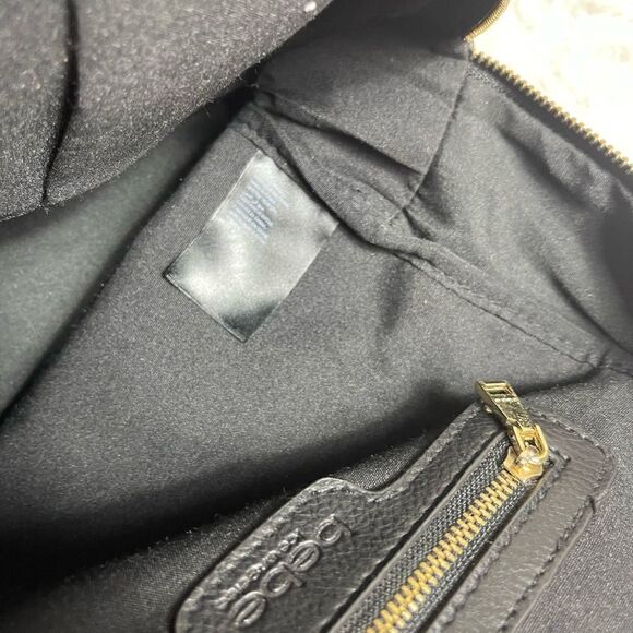 Bebe faux leather black mini backpack with rhinestones and gold studs accents - Picture 8 of 13